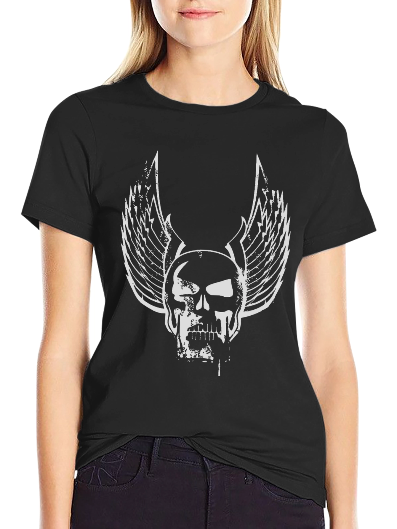 Skull Wings Graphic Black T-Shirt