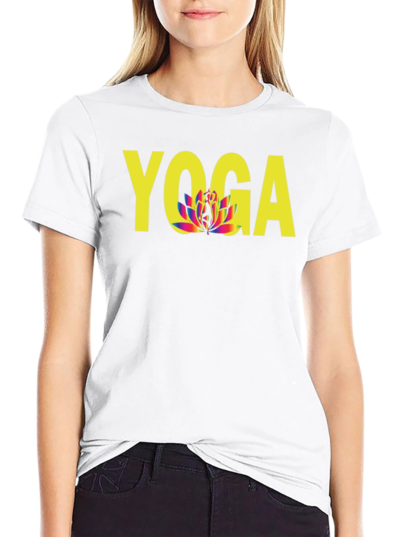 Yoga Lotus Flower Graphic Tee - Unisex Black T-Shirt