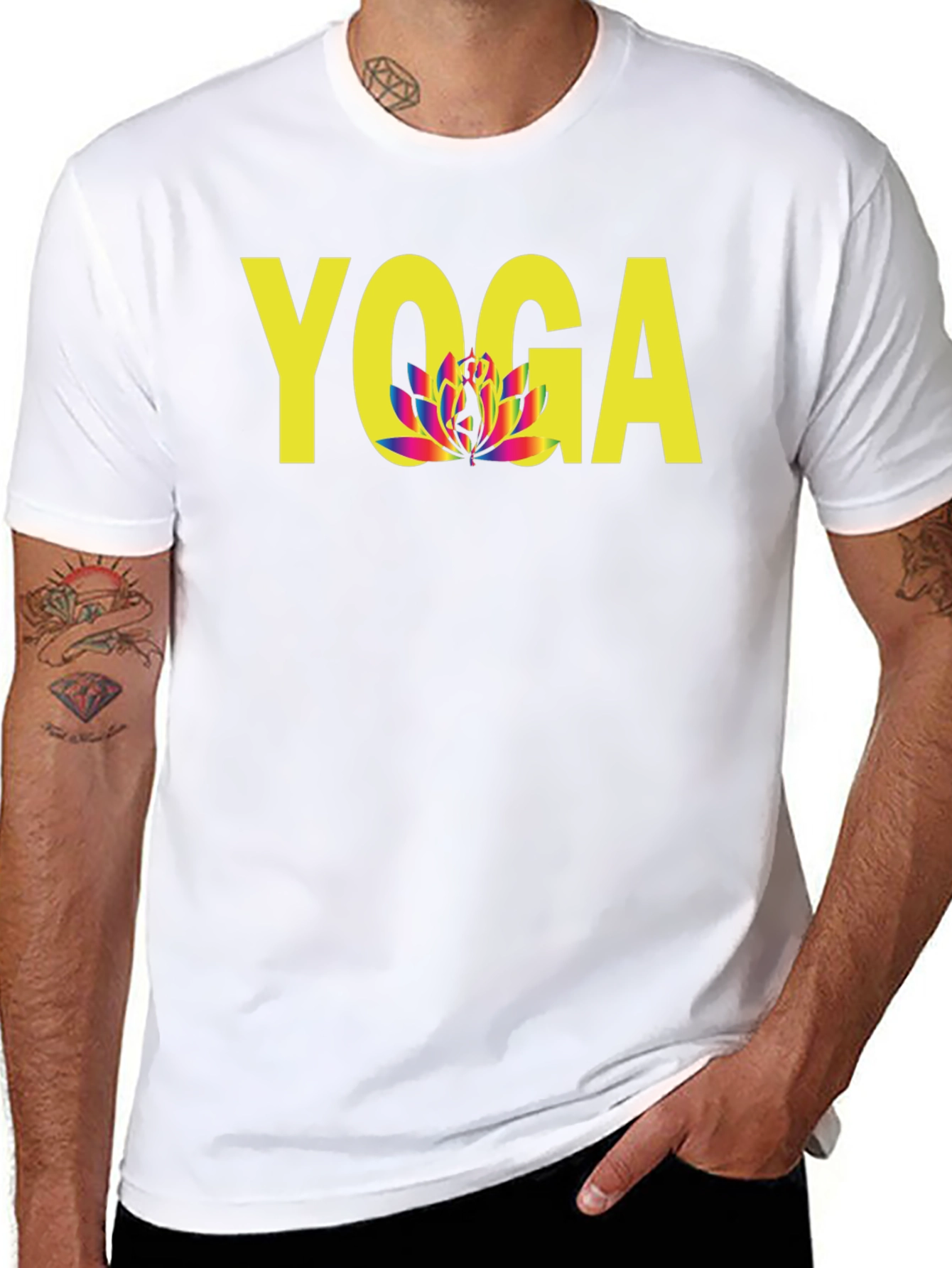 Yoga Lotus Flower Graphic Tee - Unisex Black T-Shirt