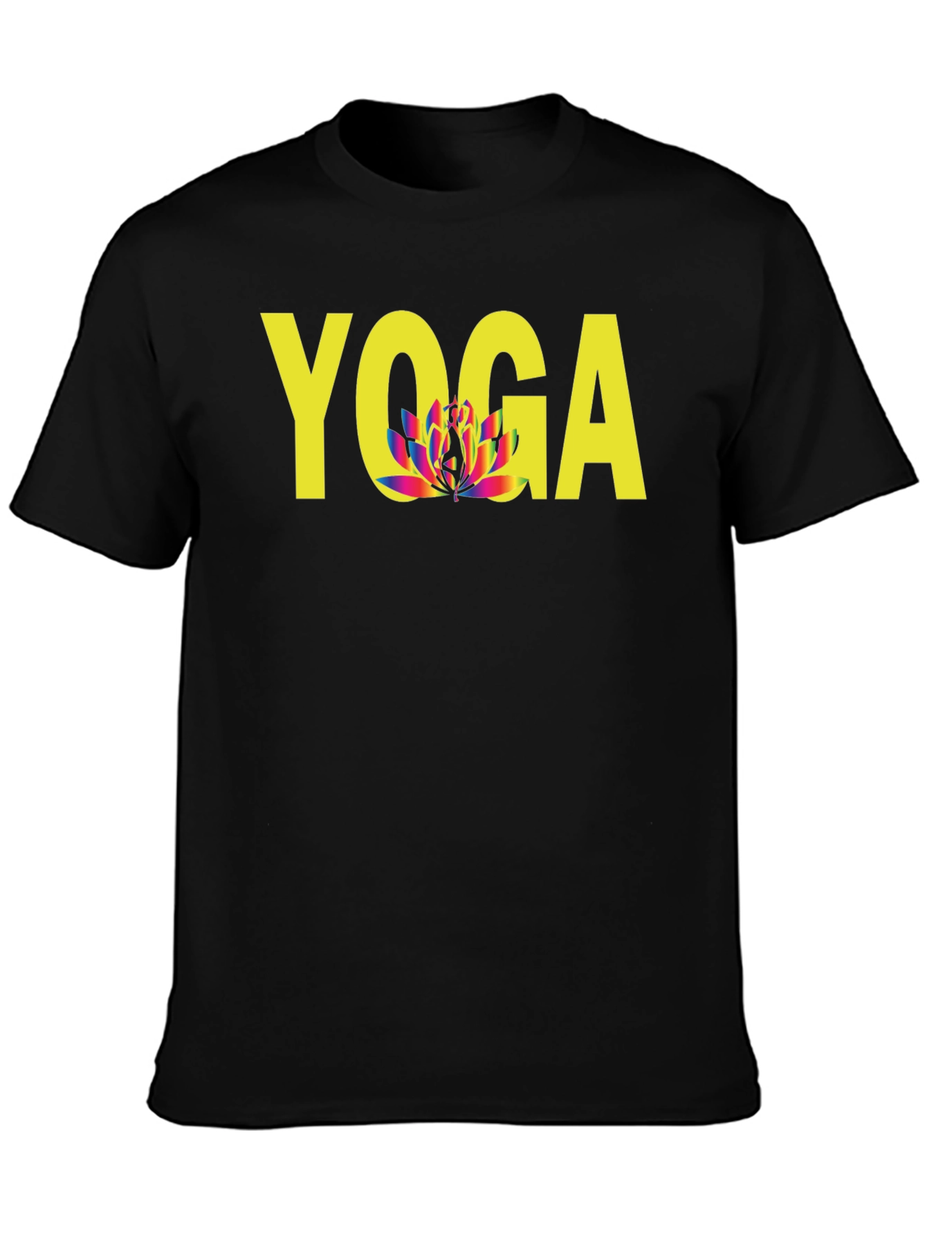 Yoga Lotus Flower Graphic Tee - Unisex Black T-Shirt