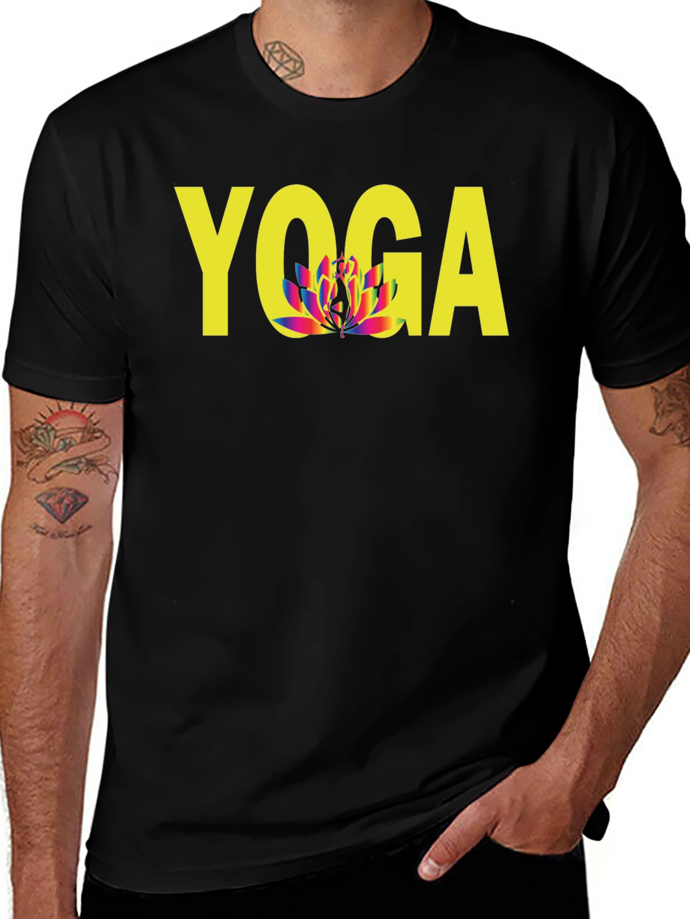 Yoga Lotus Flower Graphic Tee - Unisex Black T-Shirt