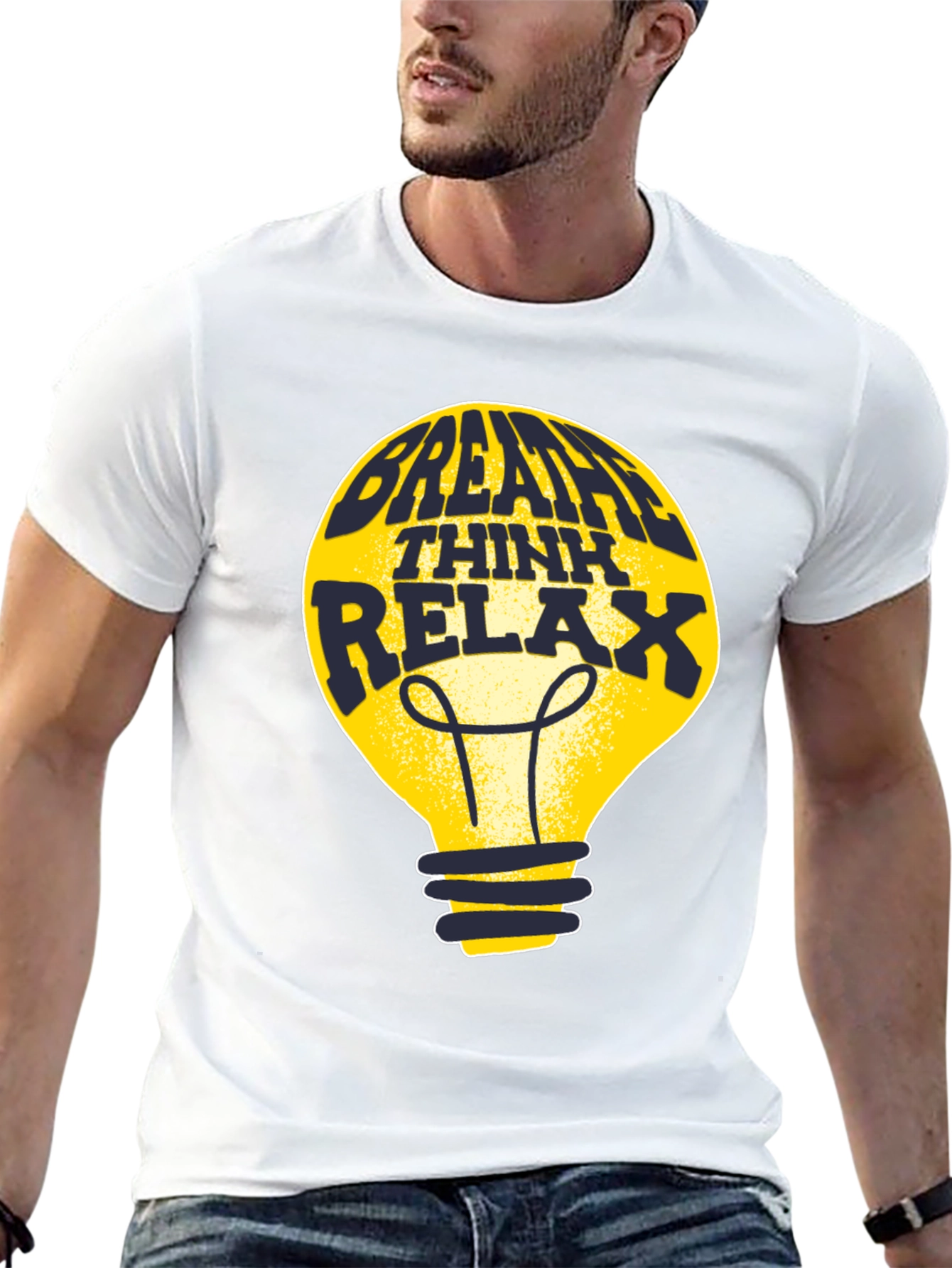 Breathe Think Relax Lightbulb Graphic Tee - Black