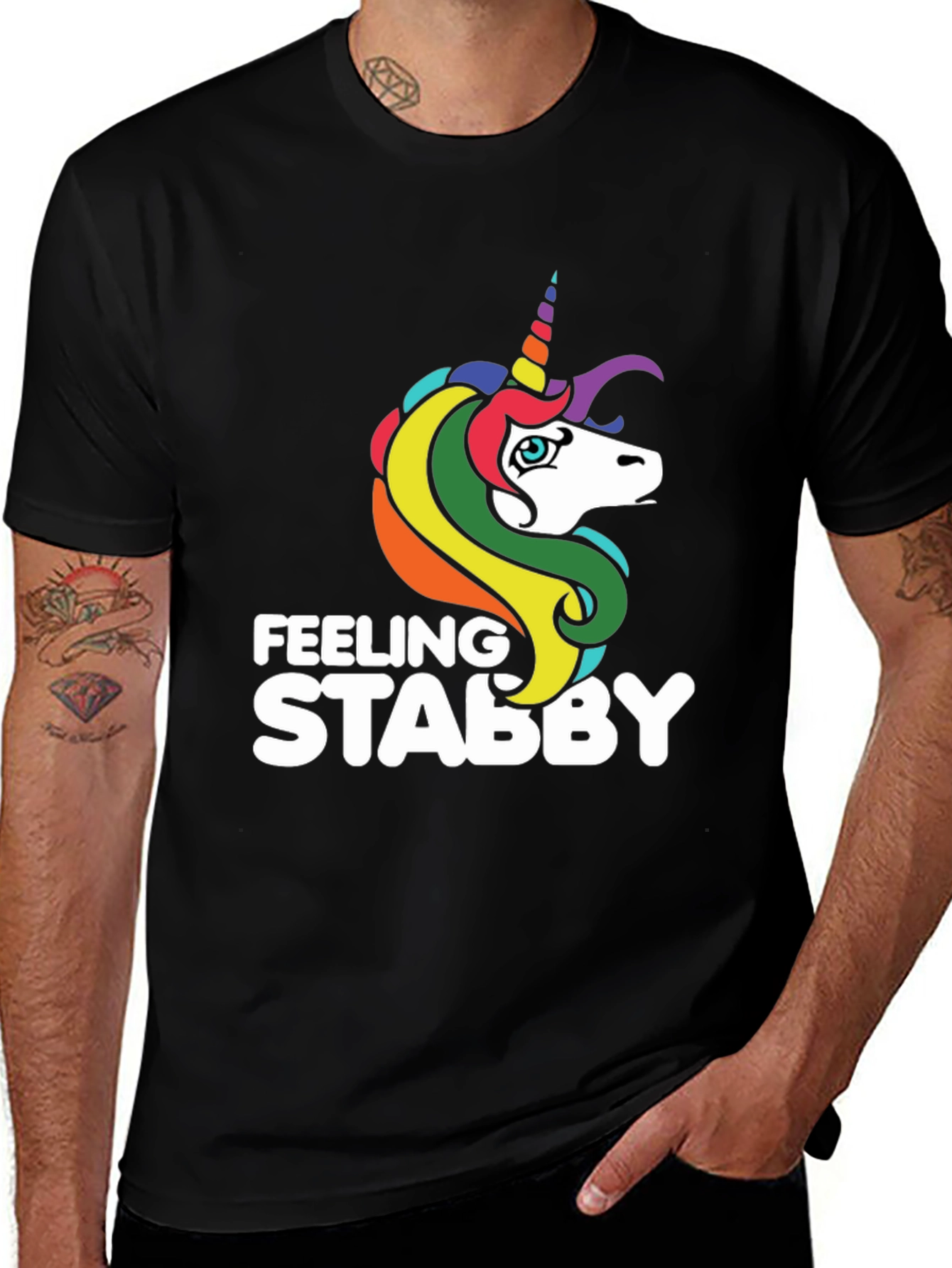 Feeling Stabby Unicorn T-Shirt - Black