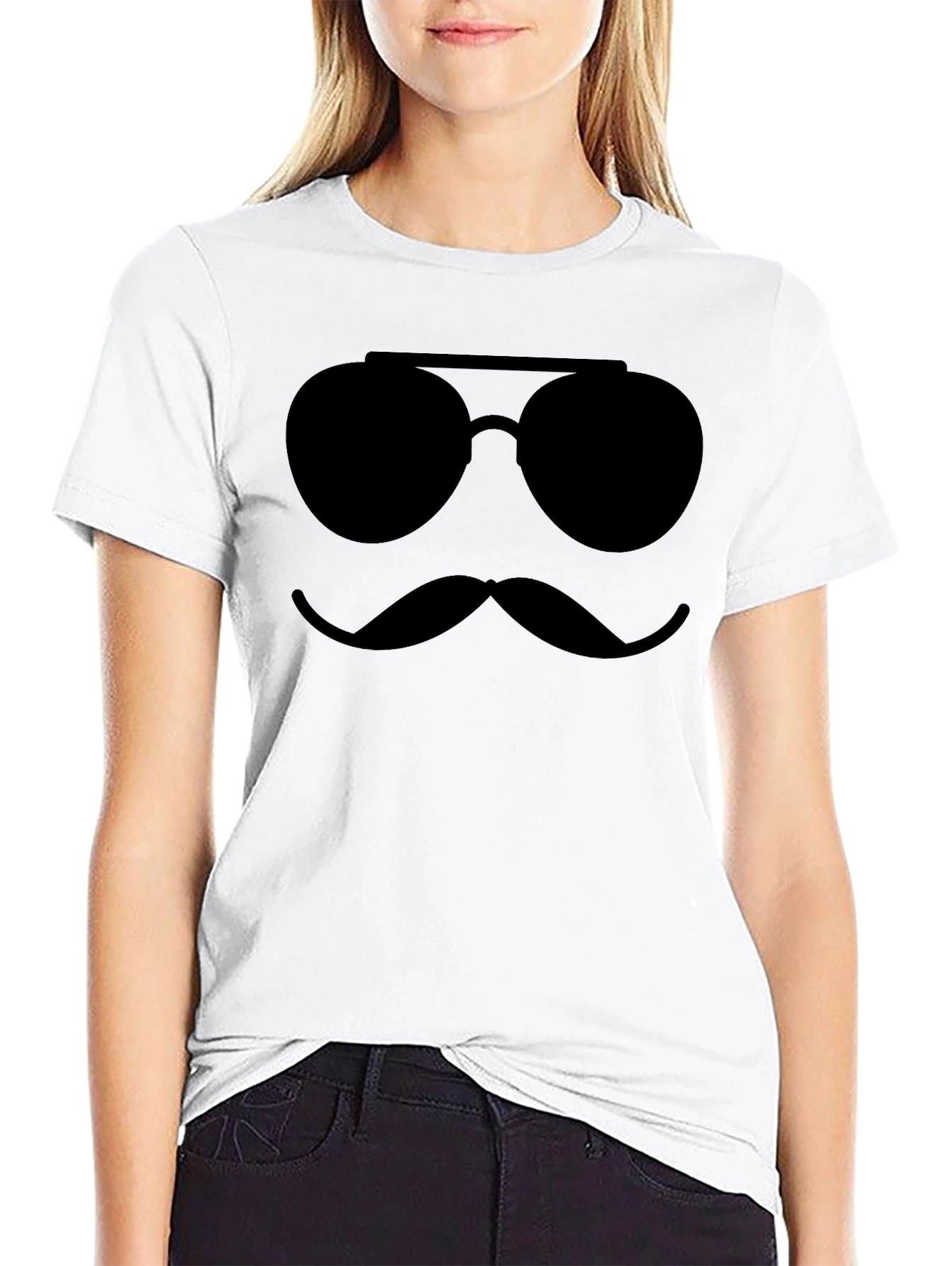 Cool Shades & Stache T-Shirt - Black Novelty Tee