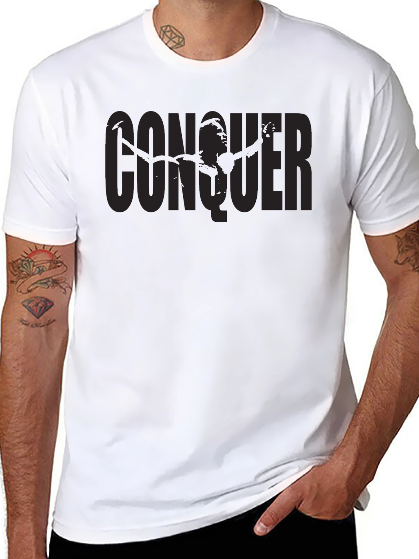 Conquer Graphic Print Crew Neck T-Shirt