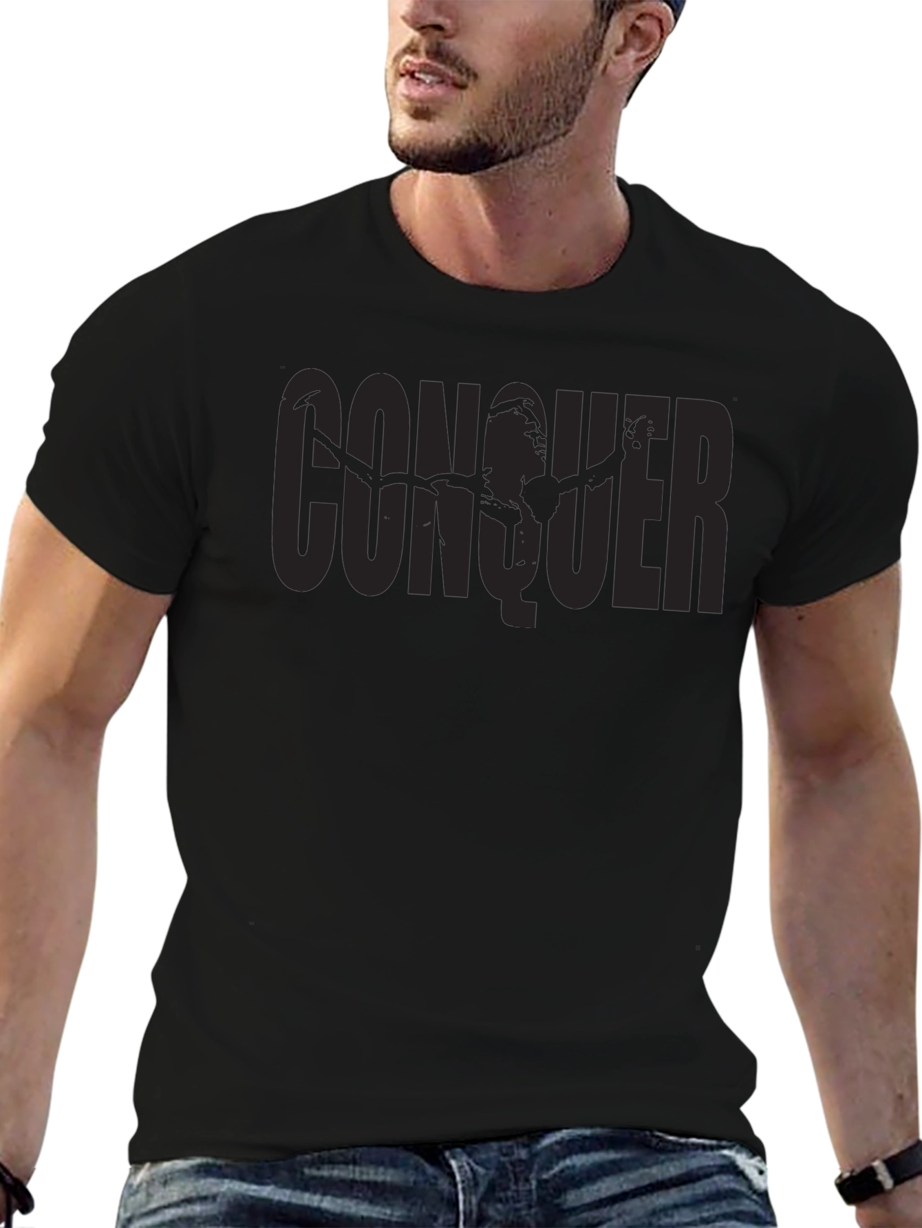 Conquer Graphic Print Crew Neck T-Shirt