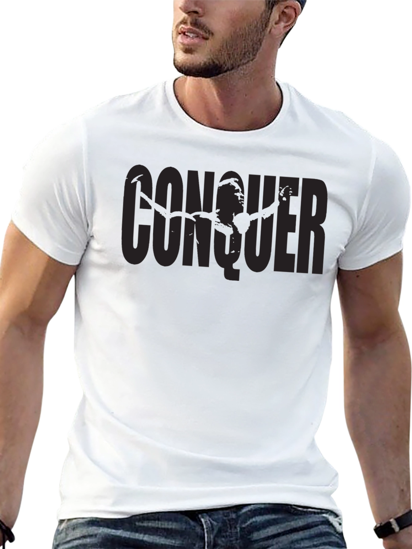 Conquer Graphic Print Crew Neck T-Shirt