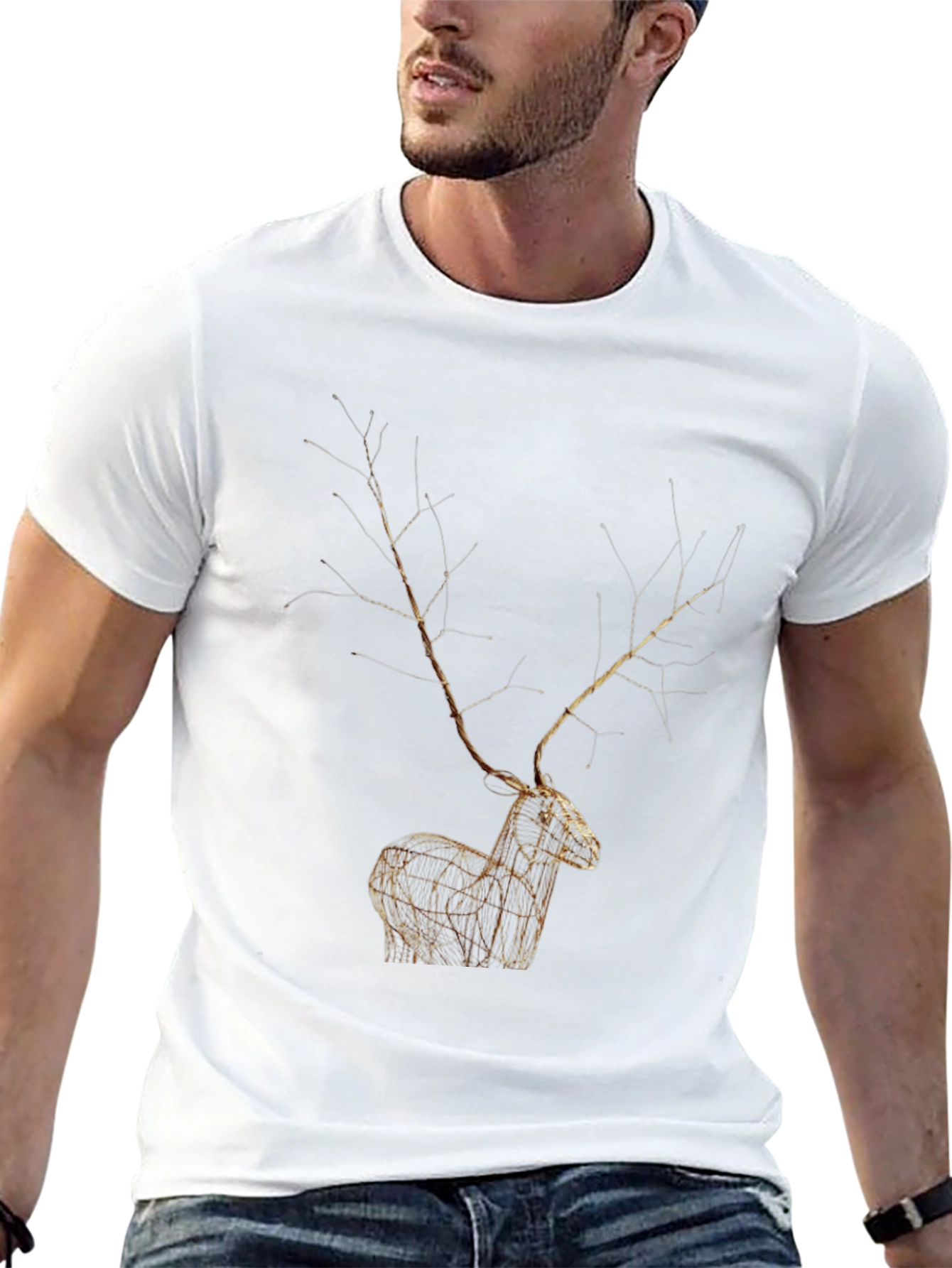 Artistic Deer Graphic Tee - Stylish Animal Print Shirt