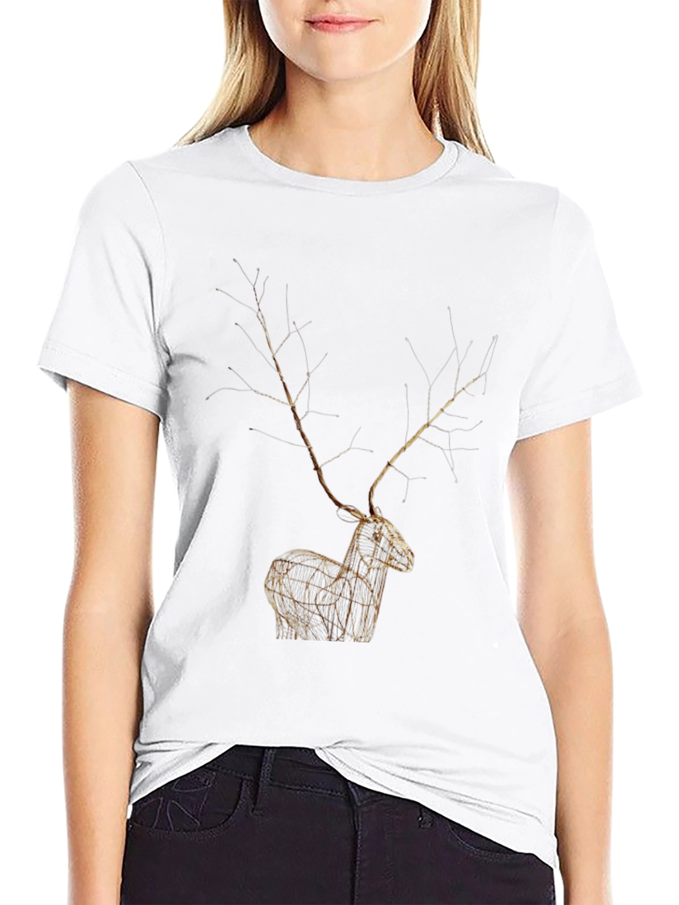 Artistic Deer Graphic Tee - Stylish Animal Print Shirt