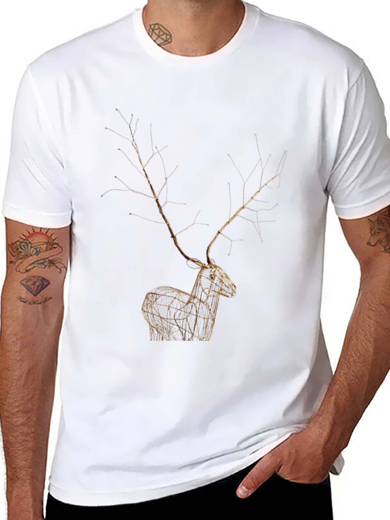 Artistic Deer Graphic Tee - Stylish Animal Print Shirt
