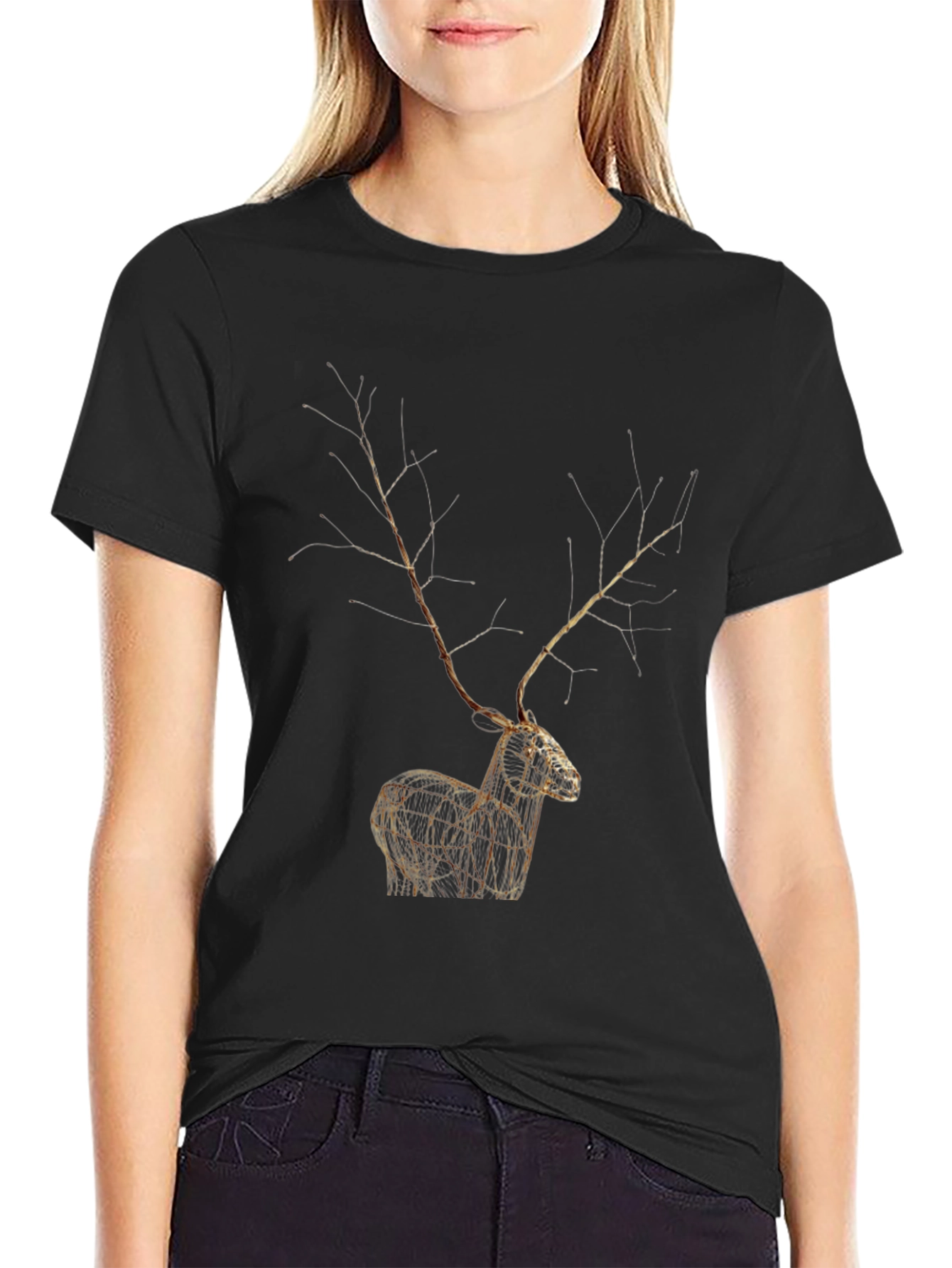 Artistic Deer Graphic Tee - Stylish Animal Print Shirt