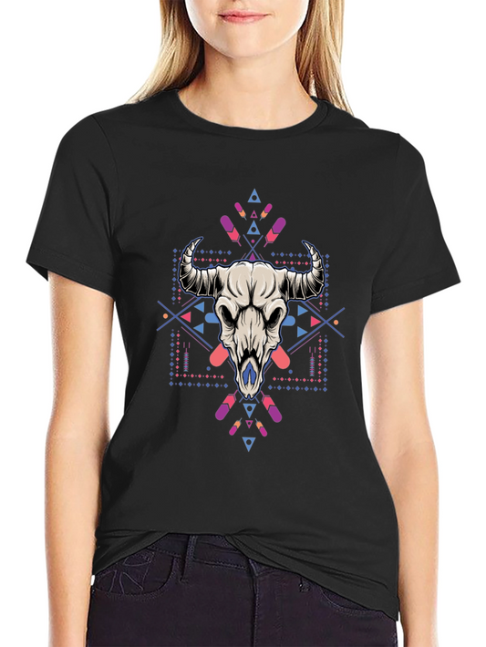Bull Skull Graphic Tee - Stylish Mens Black T-Shirt