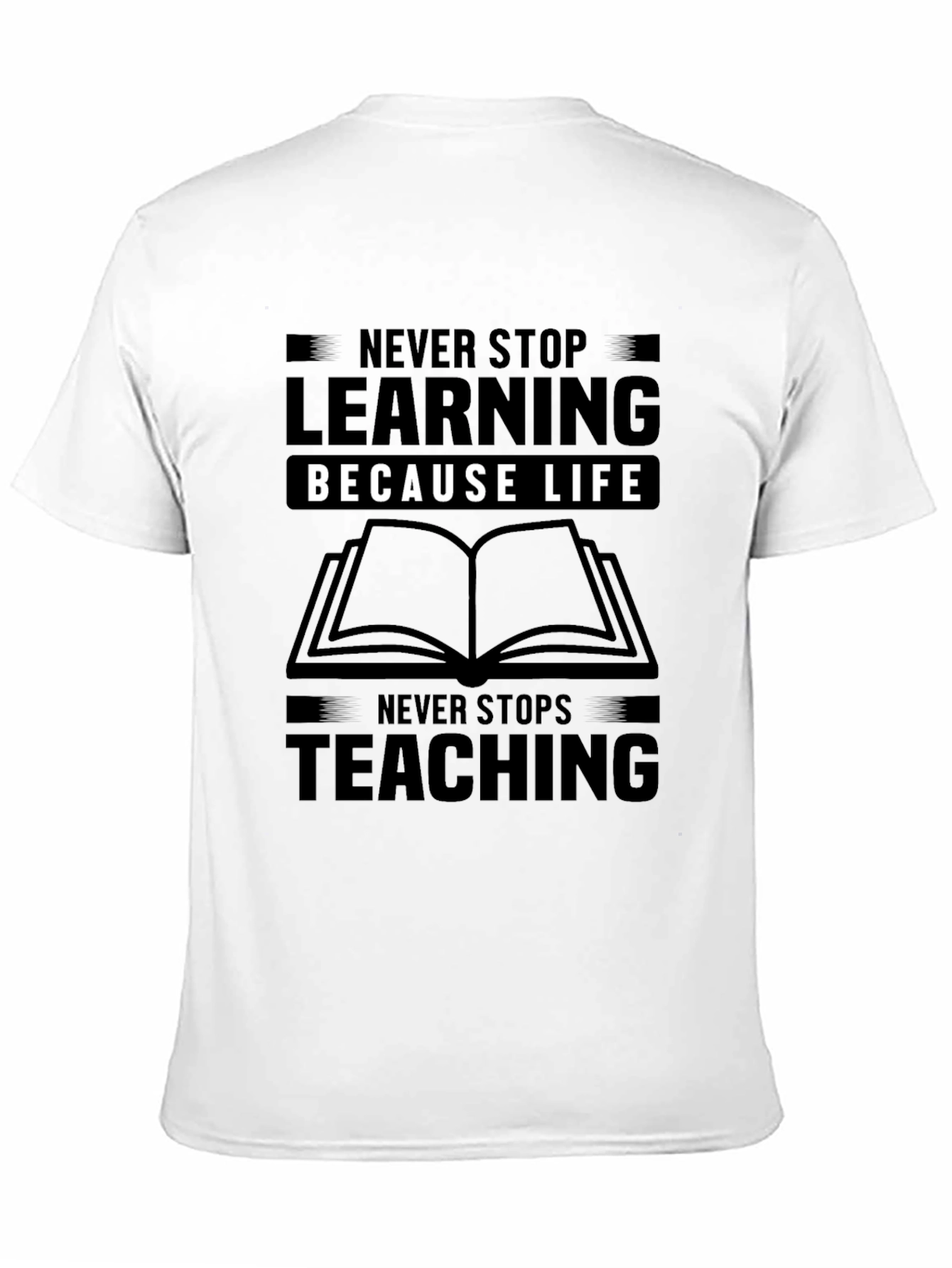 Never Stop Learning Black Graphic T-Shirt