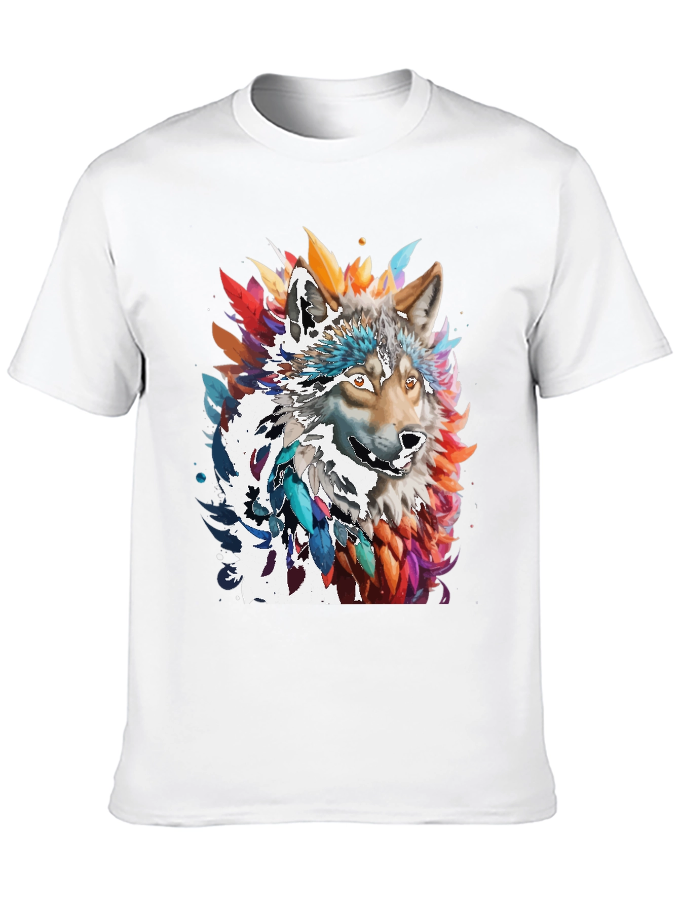 Artistic Wolf Graphic Black T-Shirt