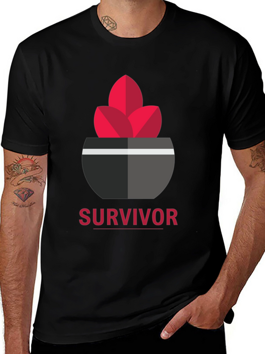 Survivor Graphic Tee - Plant Pot Design Black T-Shirt