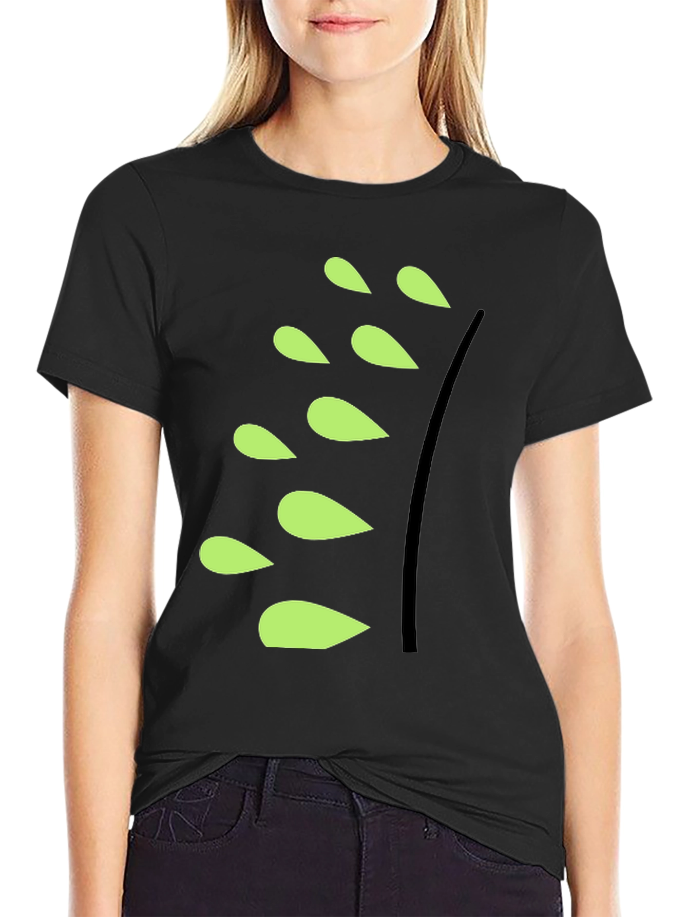 Unique Black T-Shirt with Leaf Design