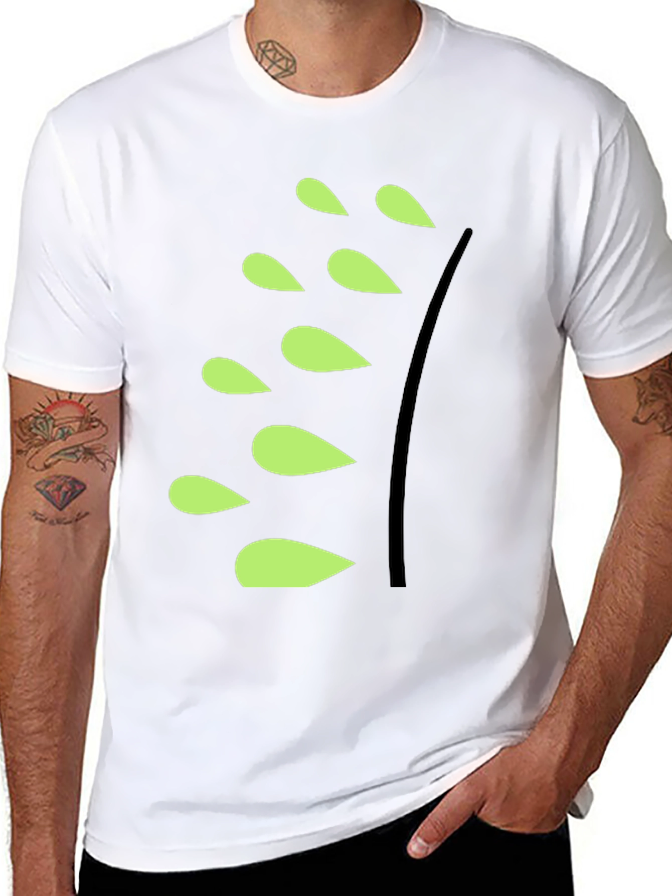 Unique Black T-Shirt with Leaf Design