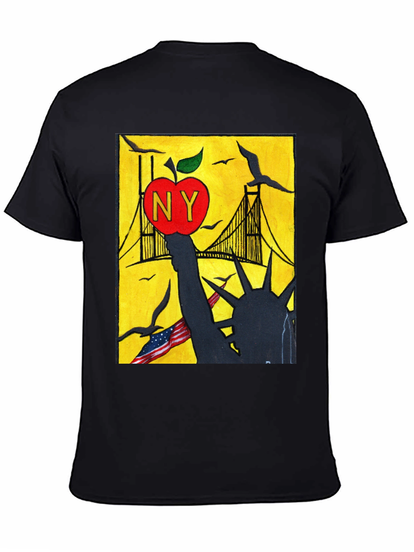 NY Apple Statue of Liberty Mens Graphic Tee
