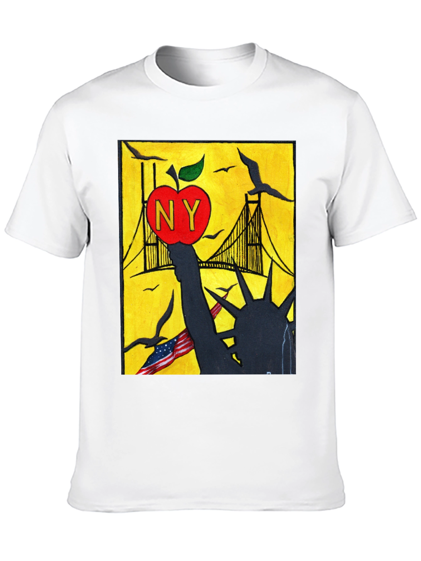 NY Apple Statue of Liberty Mens Graphic Tee