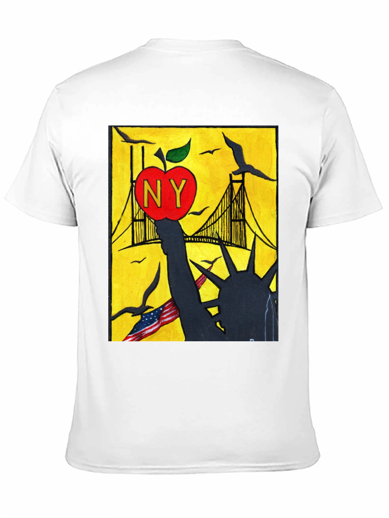 NY Apple Statue of Liberty Mens Graphic Tee