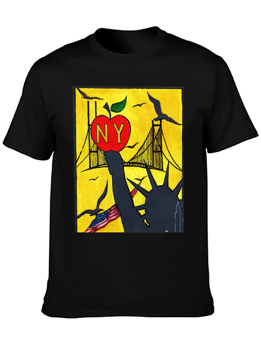 NY Apple Statue of Liberty Mens Graphic Tee