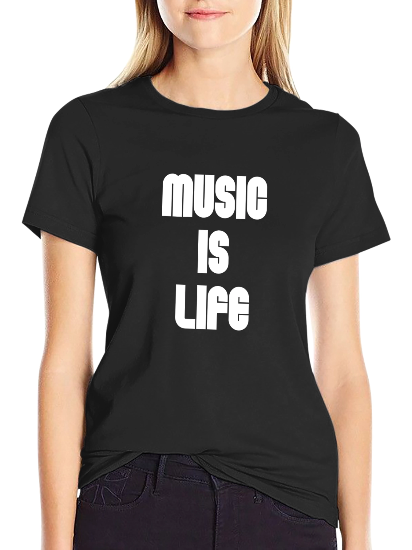 Music Is Life Graphic Tee - Black Cotton T-Shirt