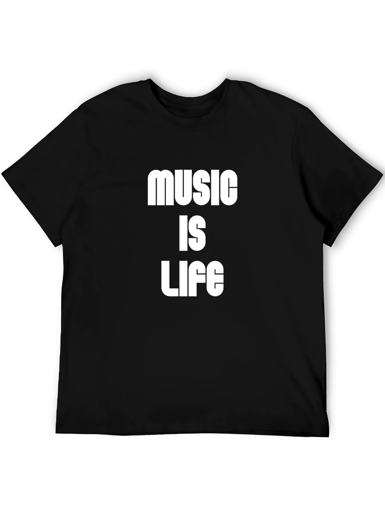 Music Is Life Graphic Tee - Black Cotton T-Shirt