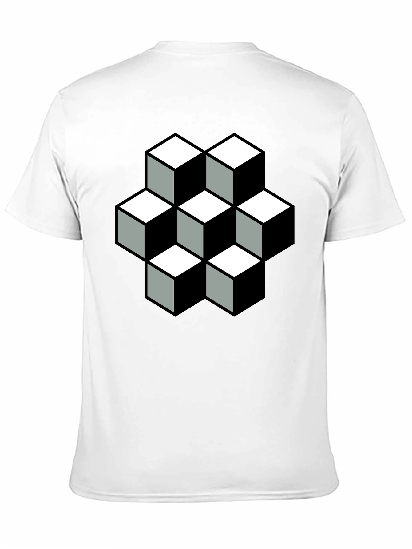 Optical Illusion Cube T-Shirt - Black Graphic Tee