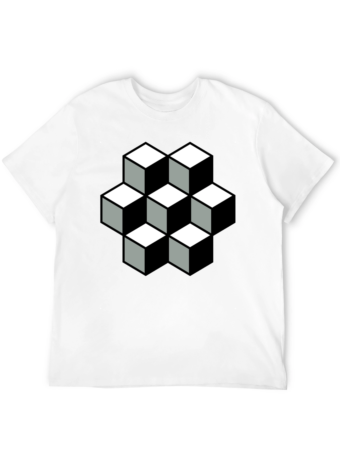 Optical Illusion Cube T-Shirt - Black Graphic Tee
