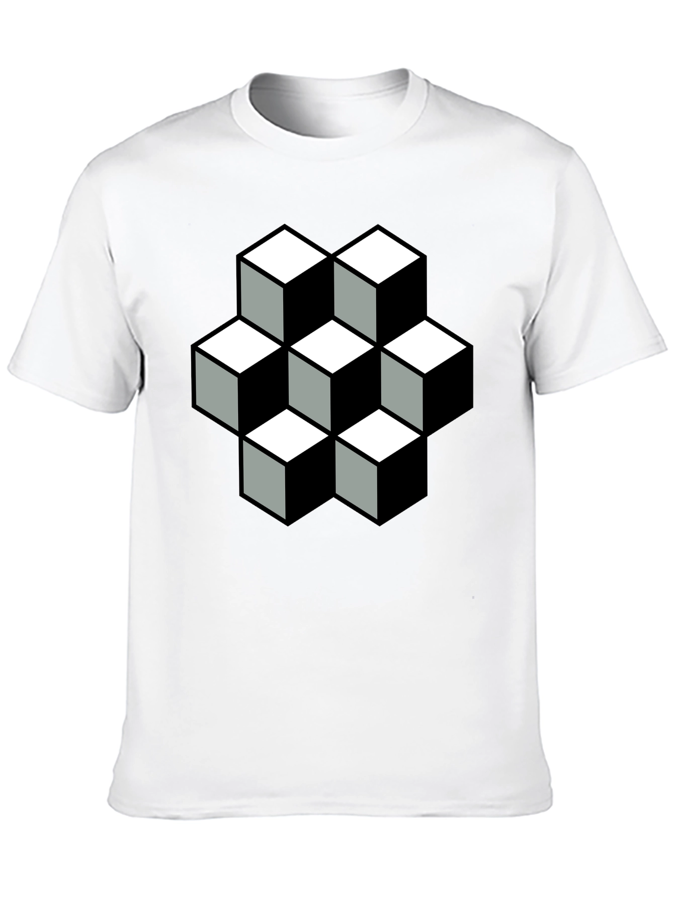 Optical Illusion Cube T-Shirt - Black Graphic Tee