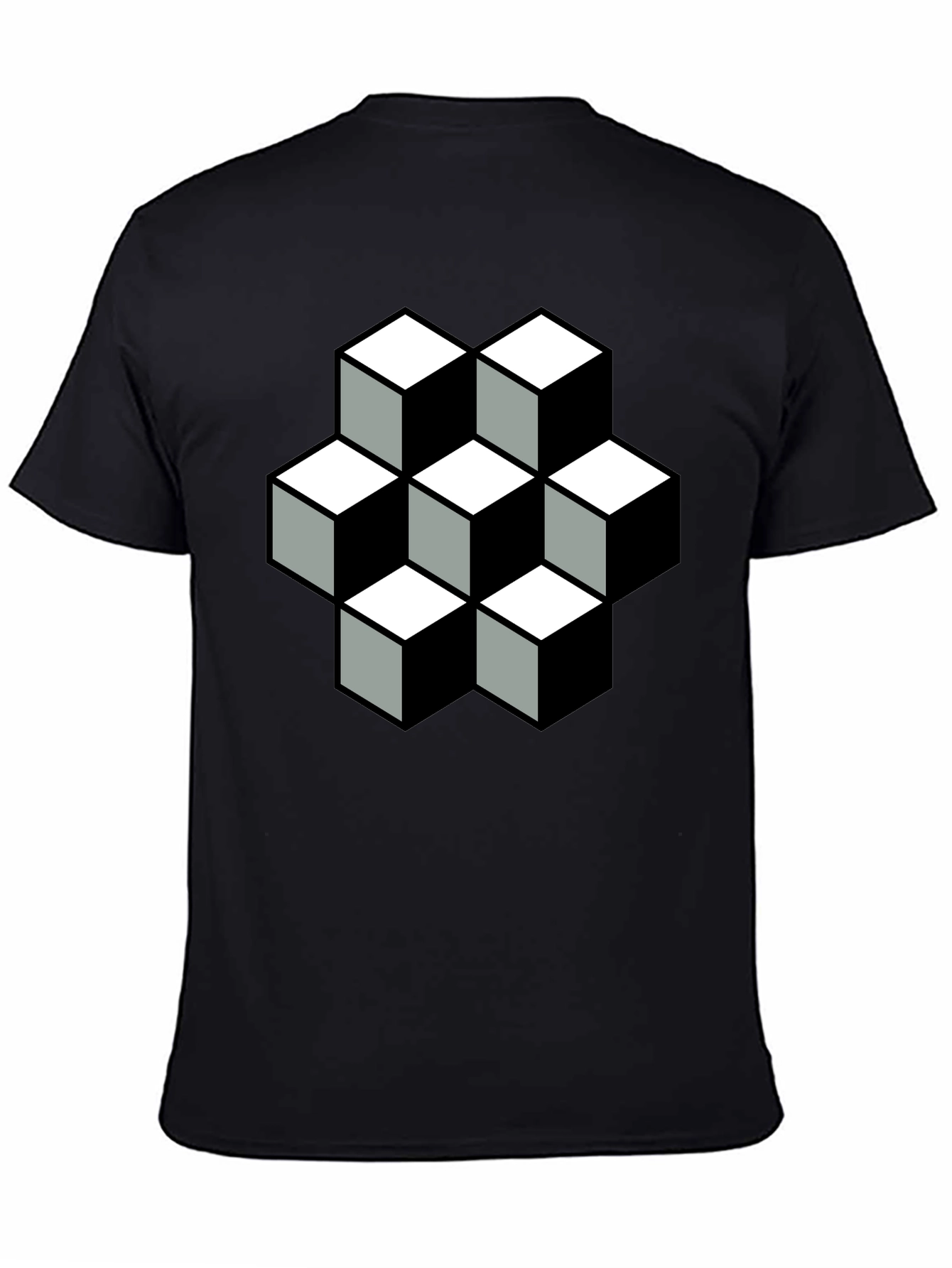 Optical Illusion Cube T-Shirt - Black Graphic Tee