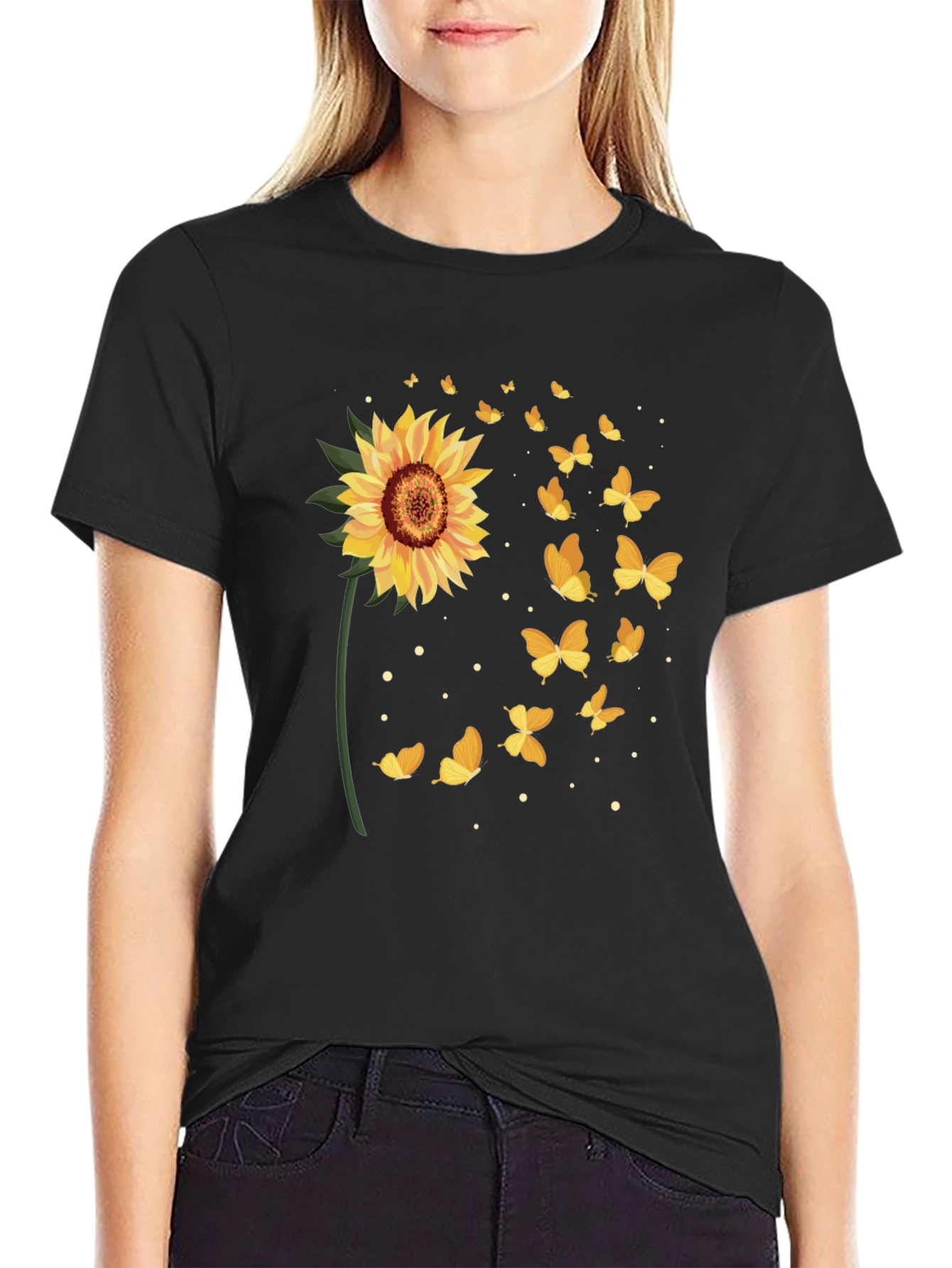 Sunflower Butterfly Graphic Tee
