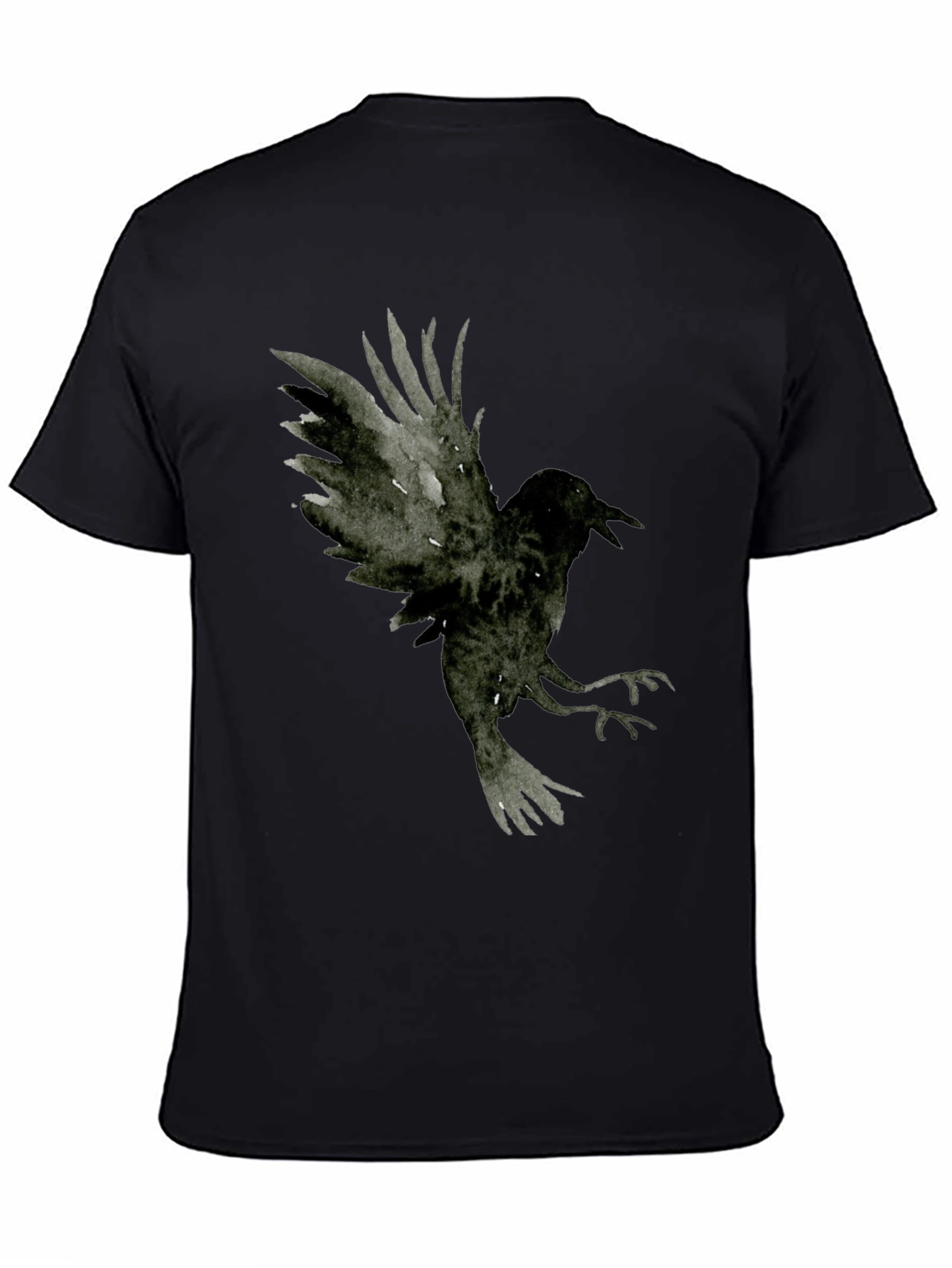 Raven Graphic Tee - Dark Bird Print T-Shirt