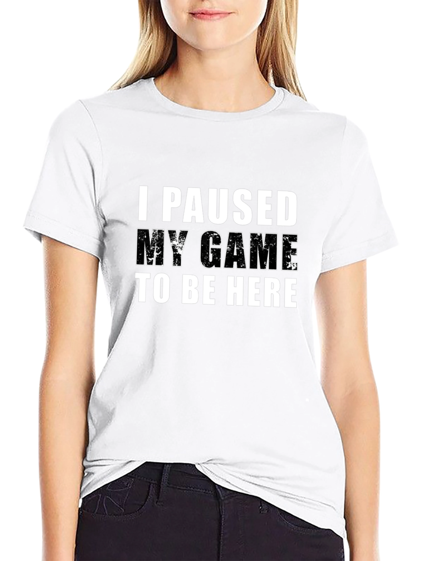 I Paused My Game Black Graphic Tee