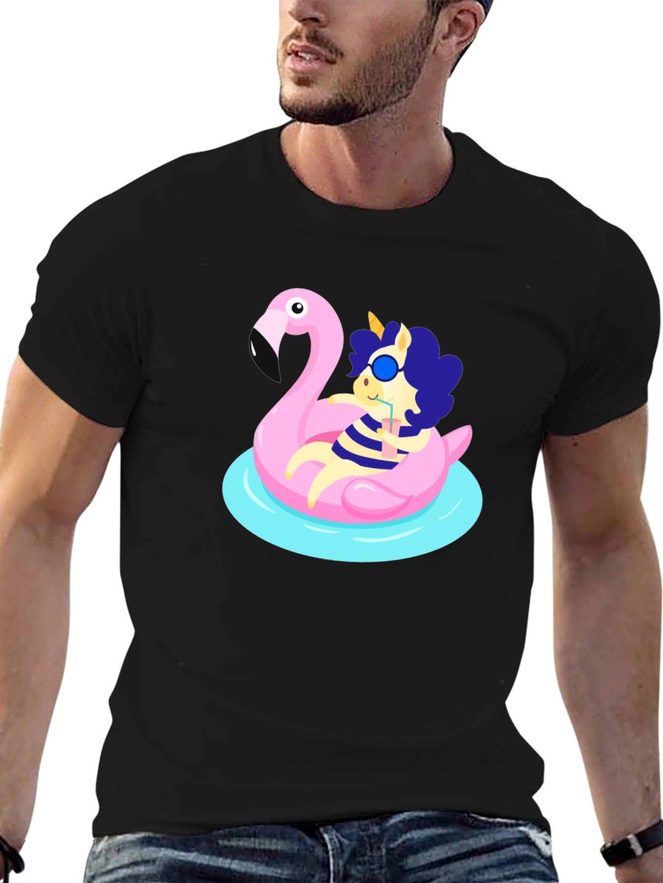Cool Unicorn on Flamingo Float T-Shirt