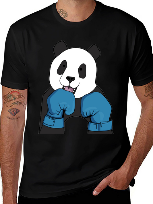 Panda Boxer T-Shirt - Black Cotton Tee