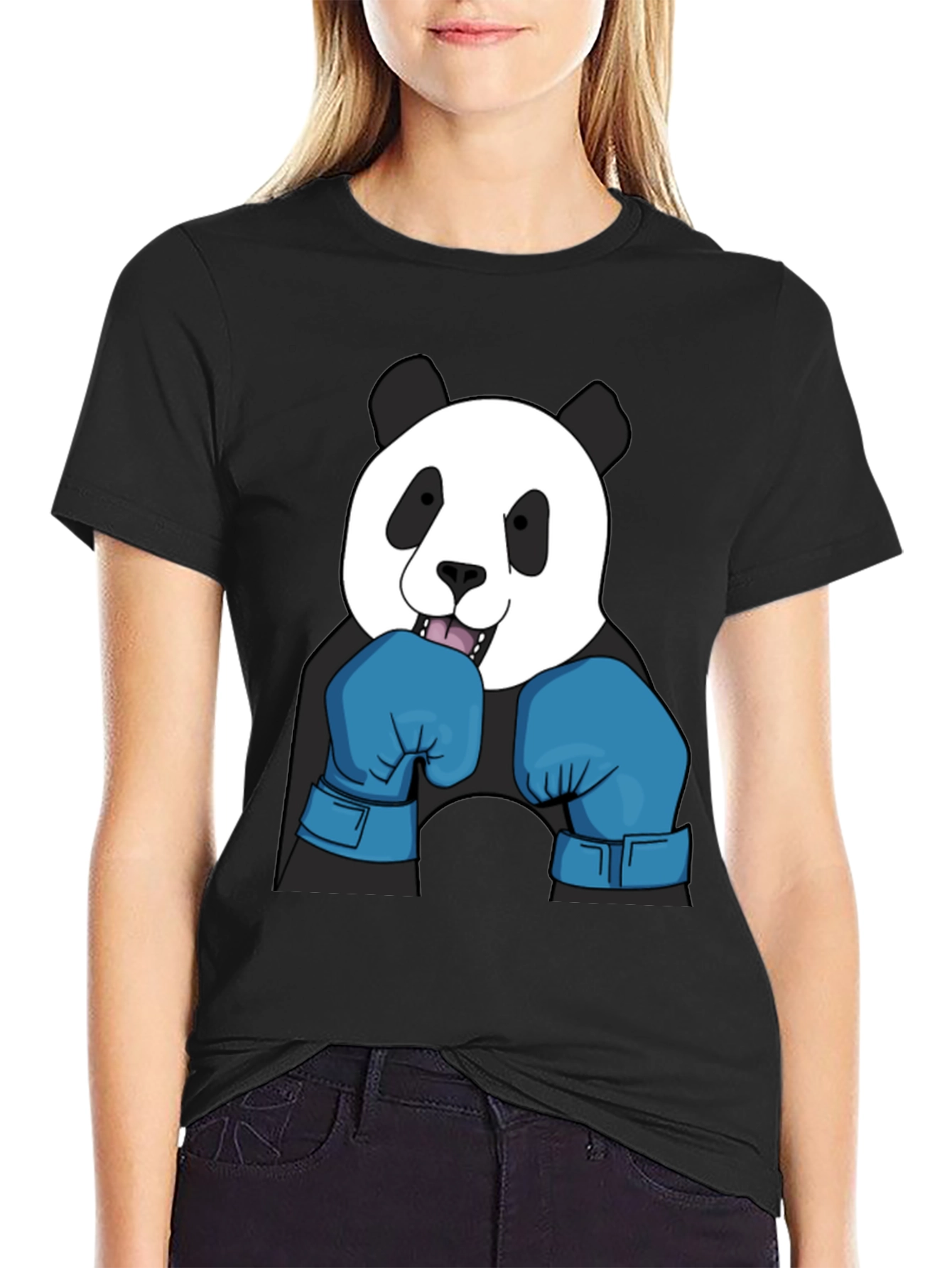 Panda Boxer T-Shirt - Black Cotton Tee