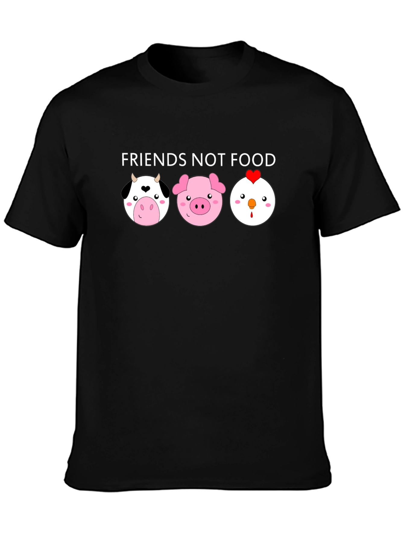 Vegan Friends Not Food Graphic T-Shirt - Black