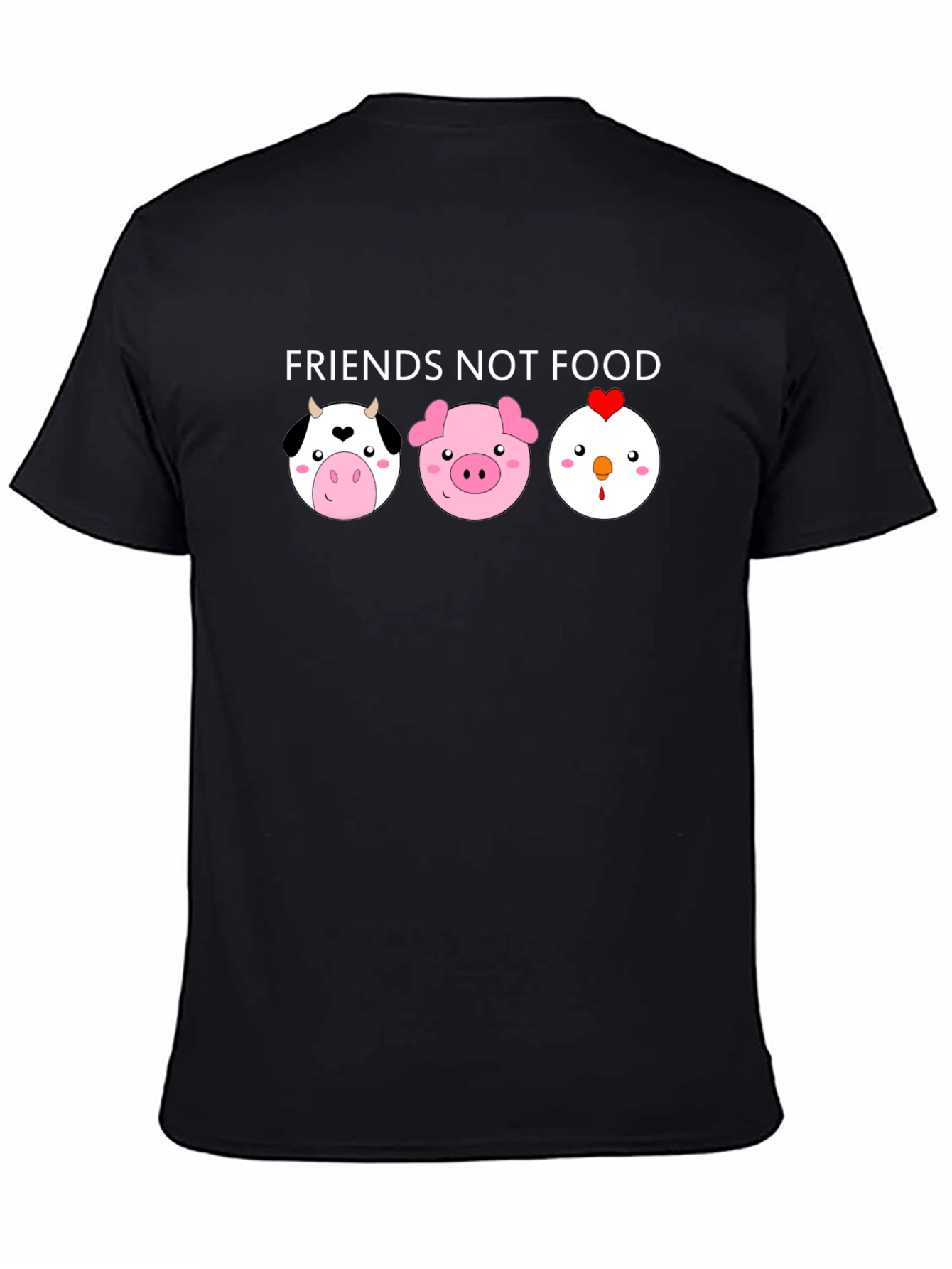 Vegan Friends Not Food Graphic T-Shirt - Black