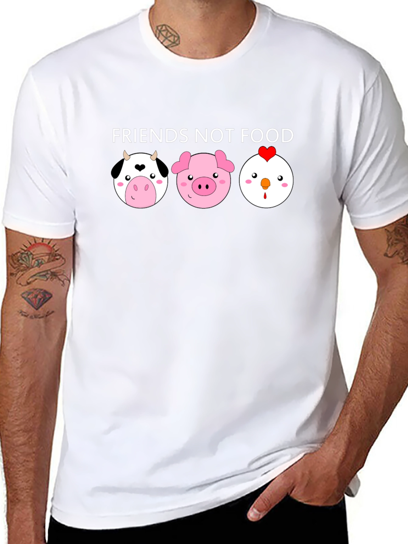 Vegan Friends Not Food Graphic T-Shirt - Black