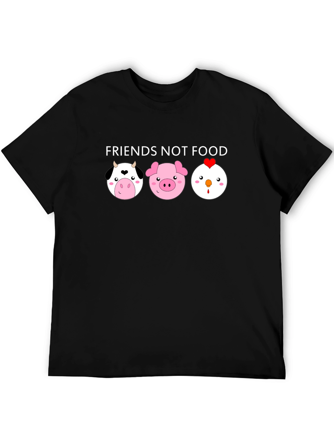 Vegan Friends Not Food Graphic T-Shirt - Black