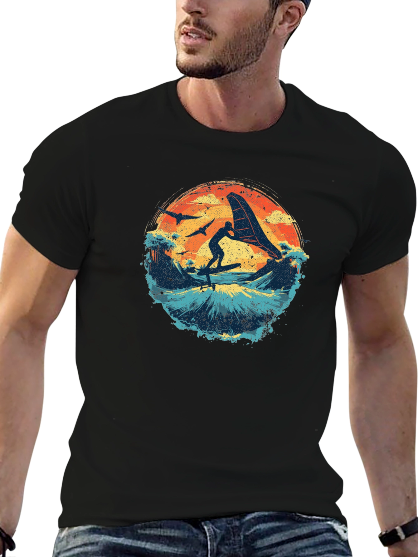 Surfing Sunset Graphic Tee