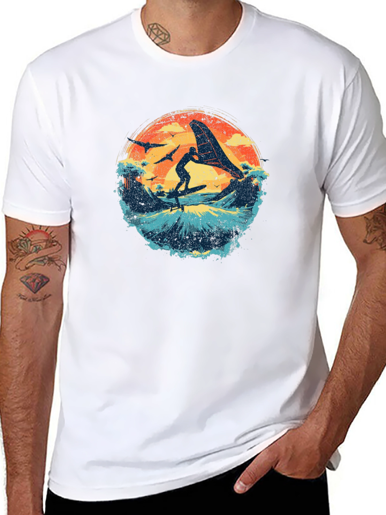 Surfing Sunset Graphic Tee