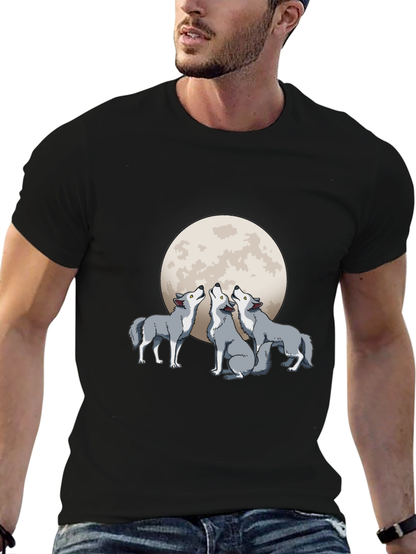 Wolf Moon Graphic T-Shirt - Black