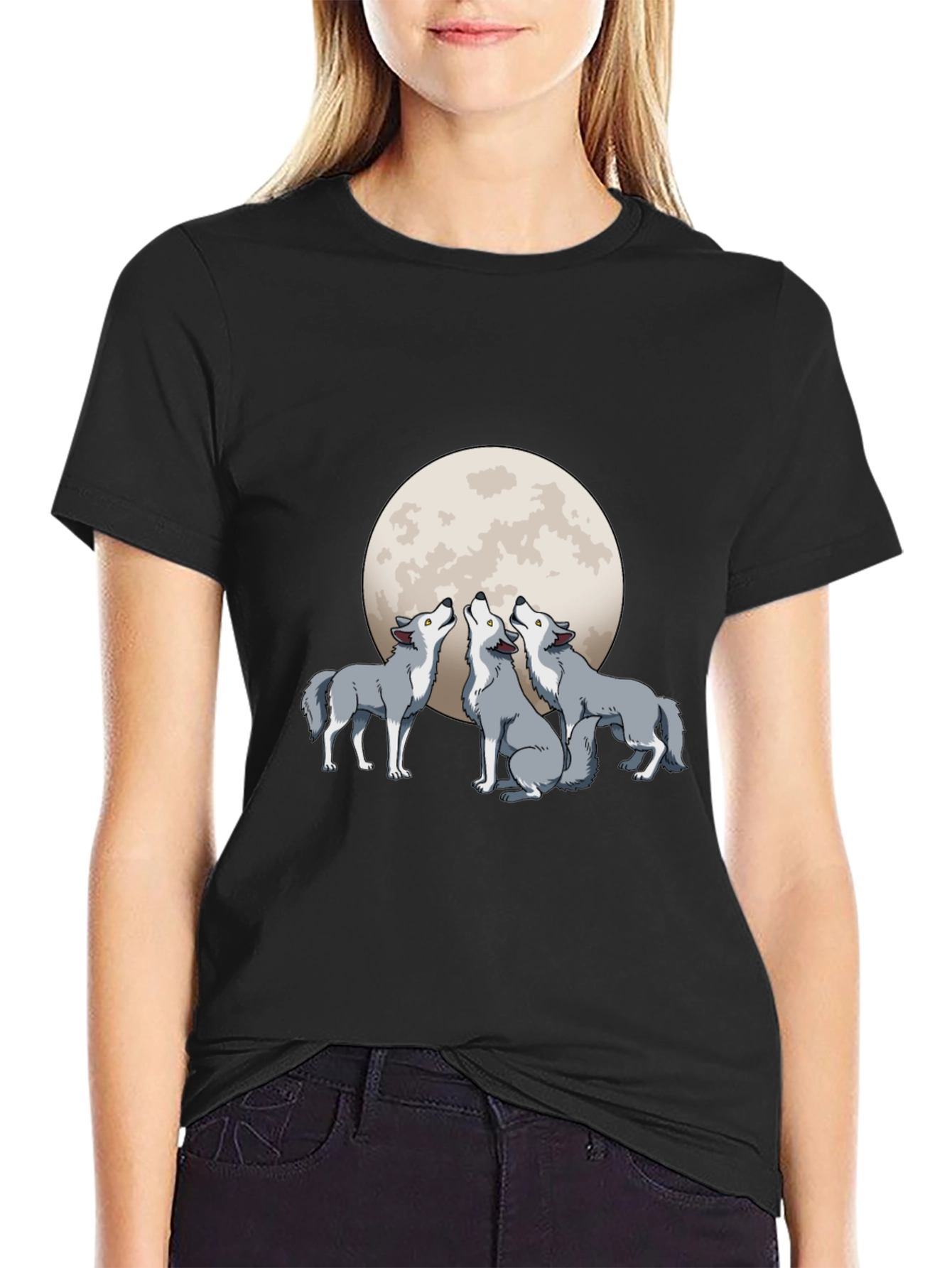 Wolf Moon Graphic T-Shirt - Black