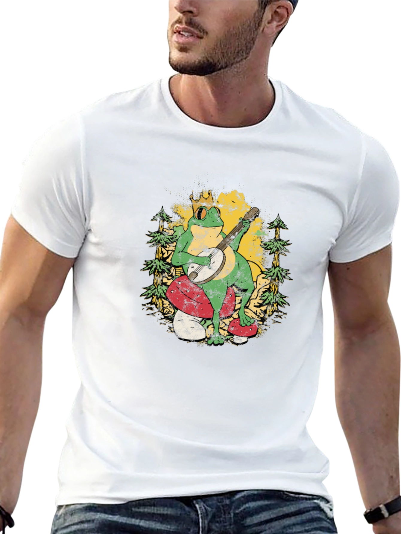 Frog Banjo Player Graphic T-Shirt