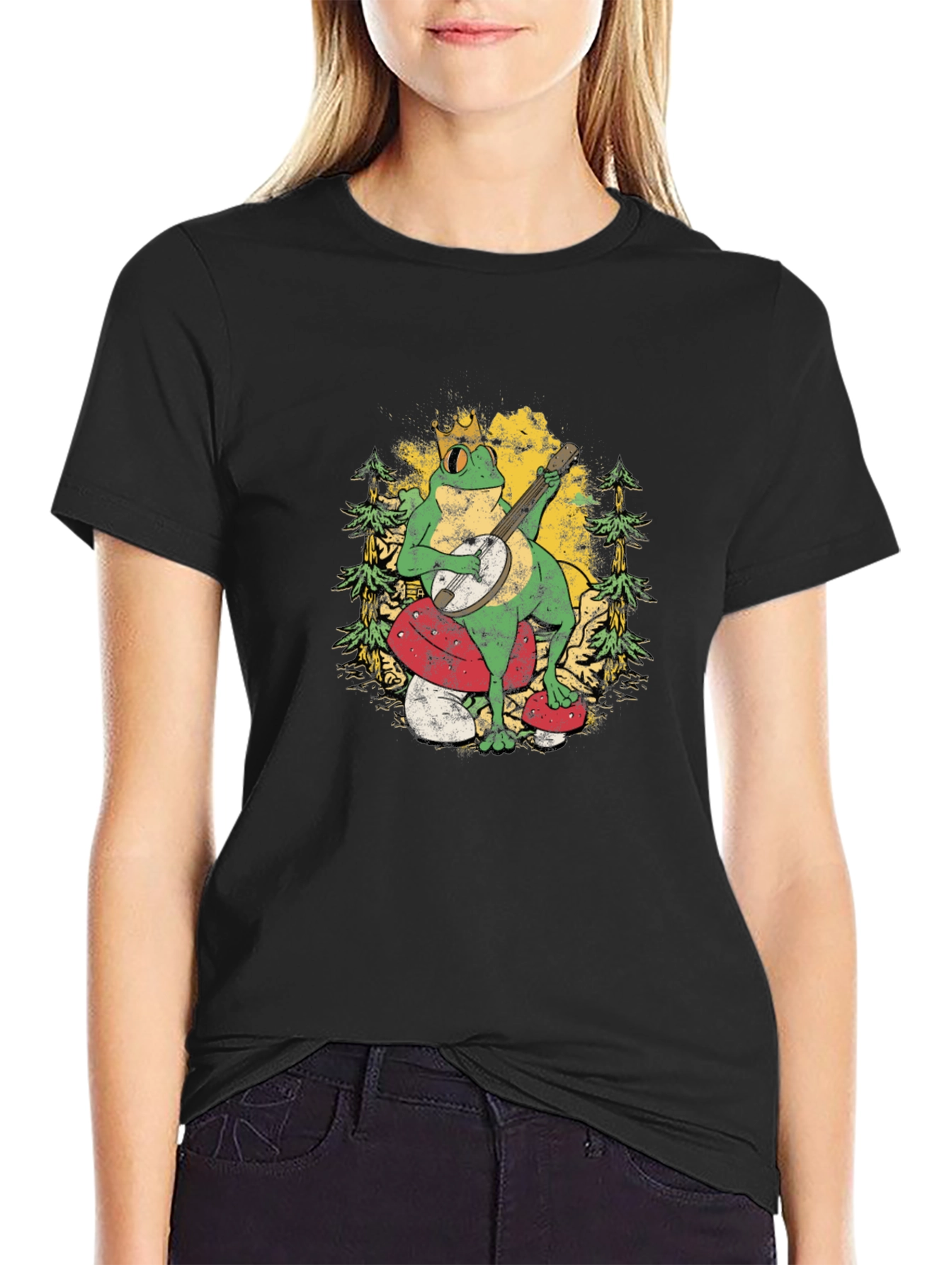Frog Banjo Player Graphic T-Shirt