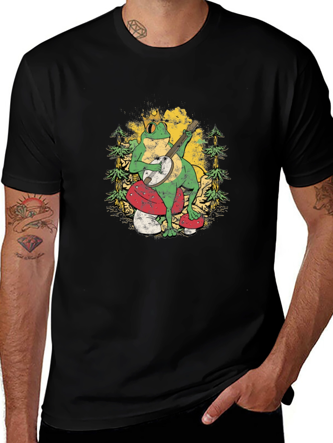 Frog Banjo Player Graphic T-Shirt