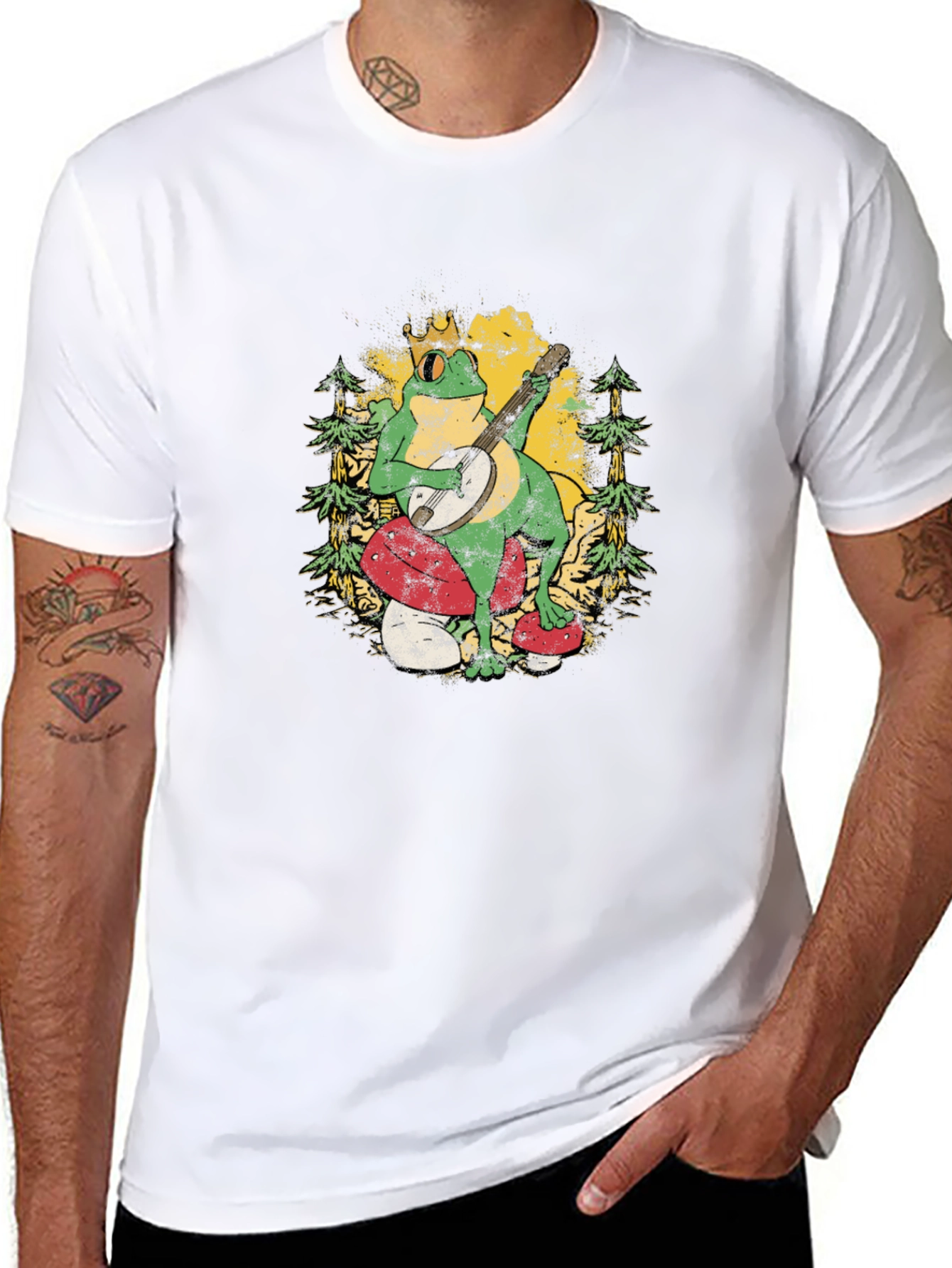 Frog Banjo Player Graphic T-Shirt