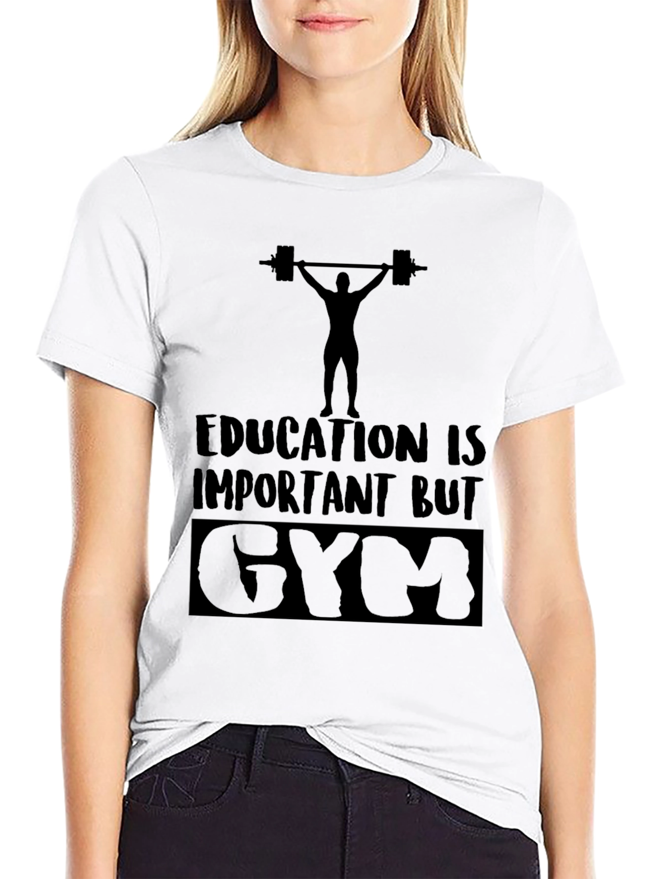 Education Important BUT GYM Funny Workout T-Shirt